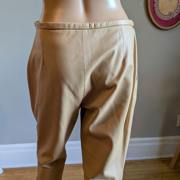 Vintage Y2K Uniform Paul Richard Leather Pants Tan High Rise Size 6 - Picture 11 of 11